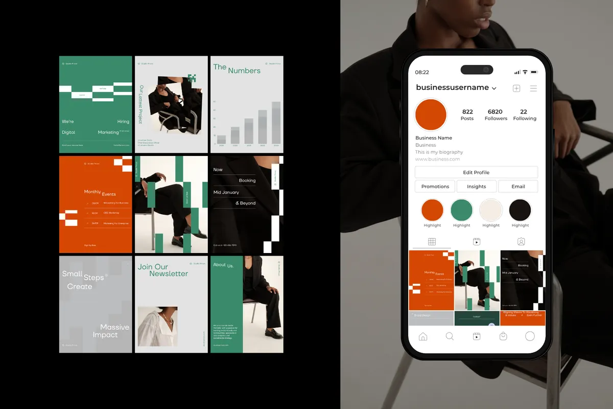 Business Social Media Kit - Canva Instagram Templates
