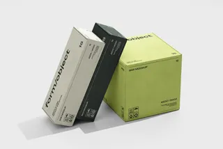 Three Leaning Boxes Mockup