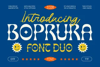 Boprura - Groovy 70s Serif & Script Font Duo