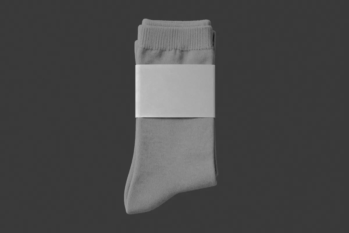 Sock Package Mockup with Paper Band