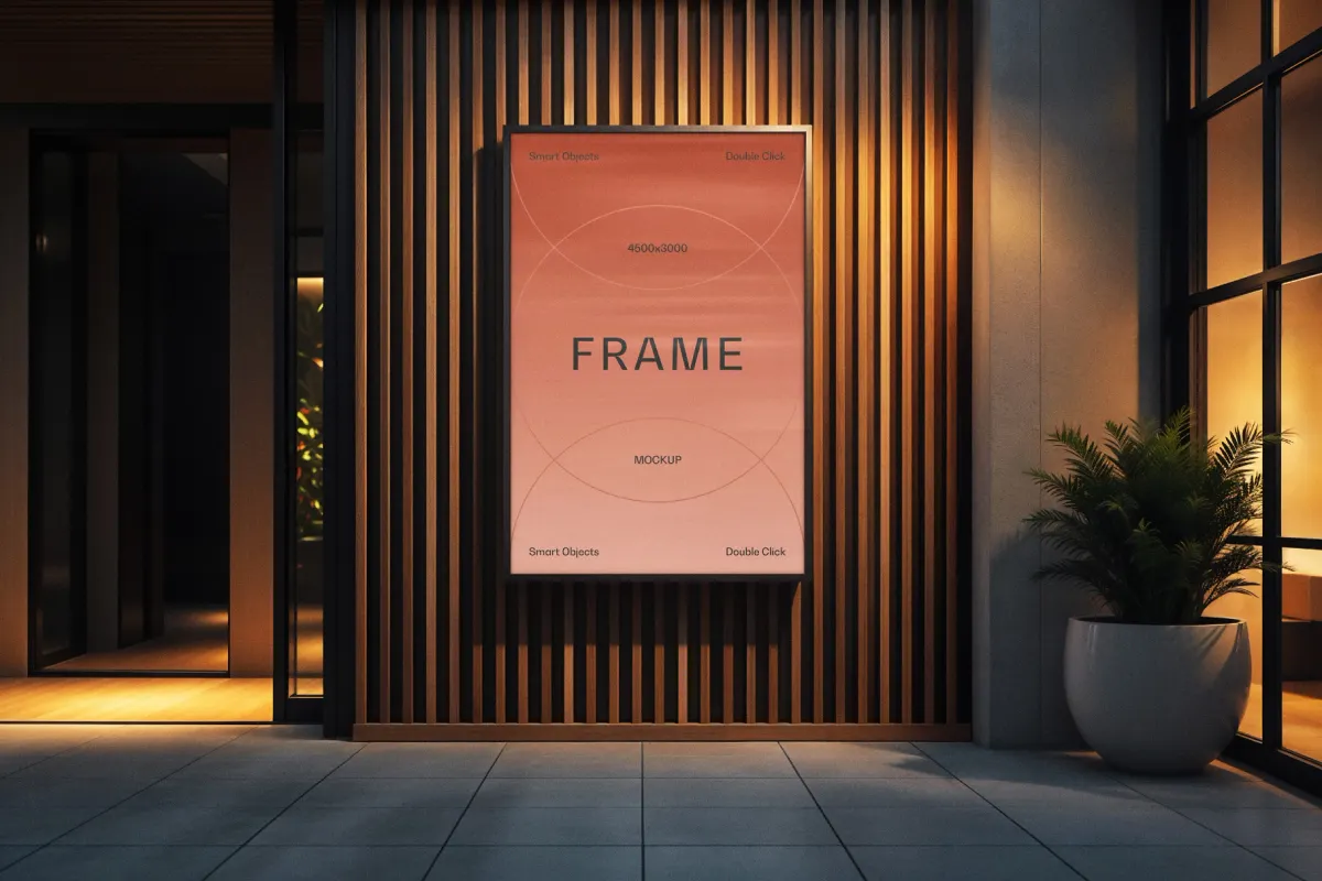Modern Lobby Framed Poster Mockup