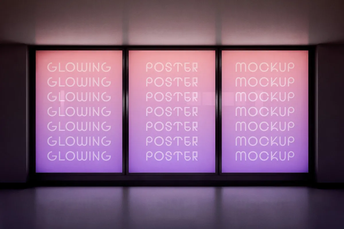 Glowing Lightbox Posters Mockup