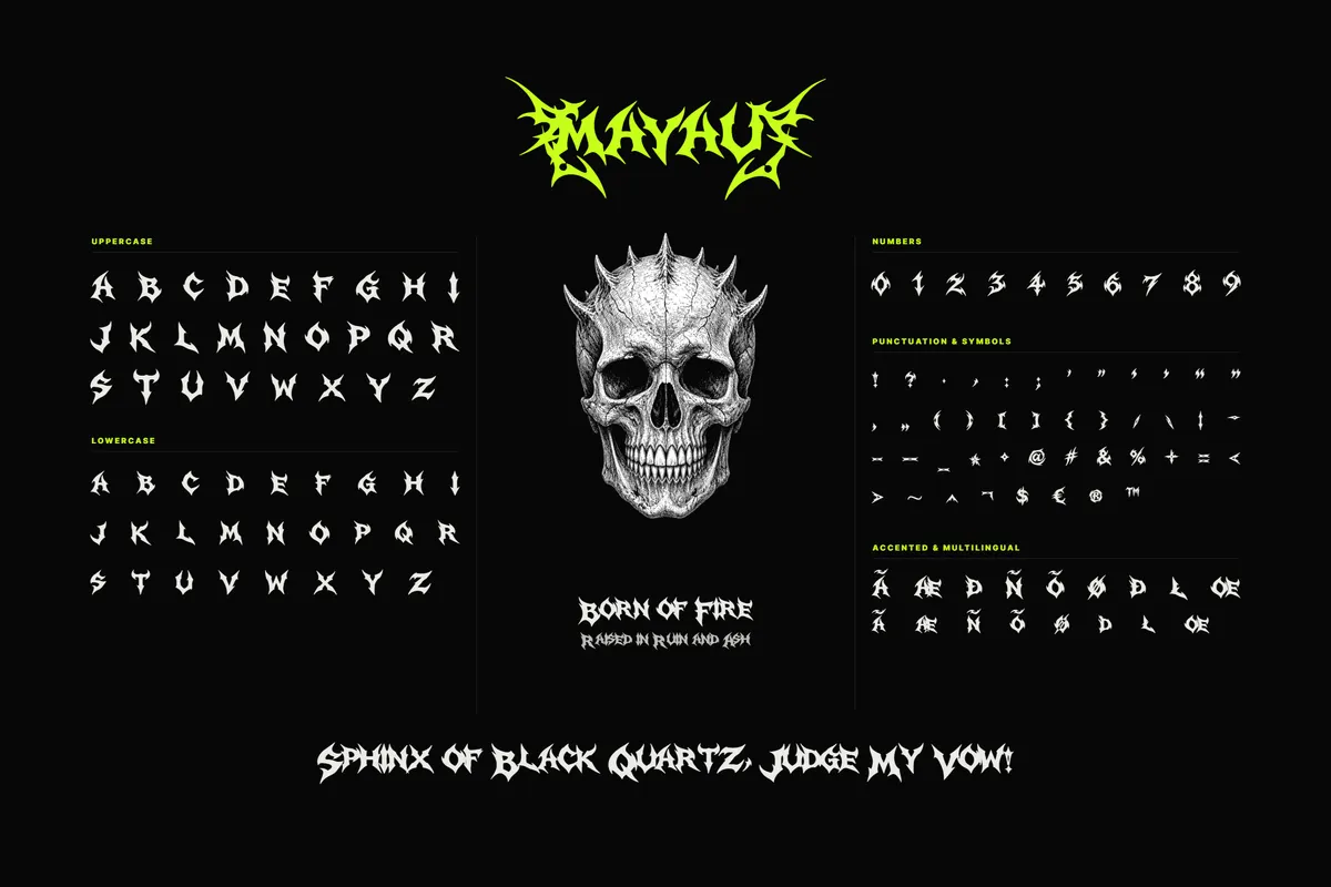 Mayau - Extreme Metal Gothic Display Font