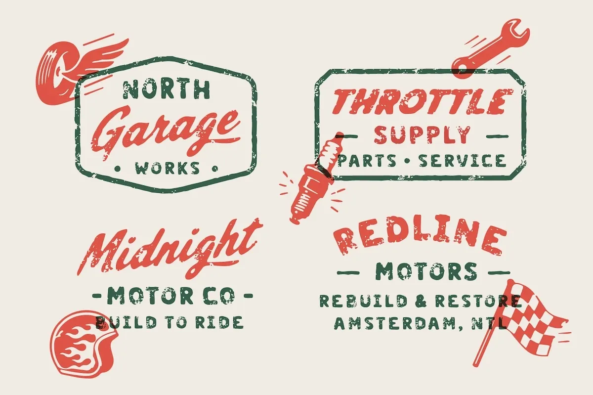 Gearline Motors - Vintage Garage Font Family