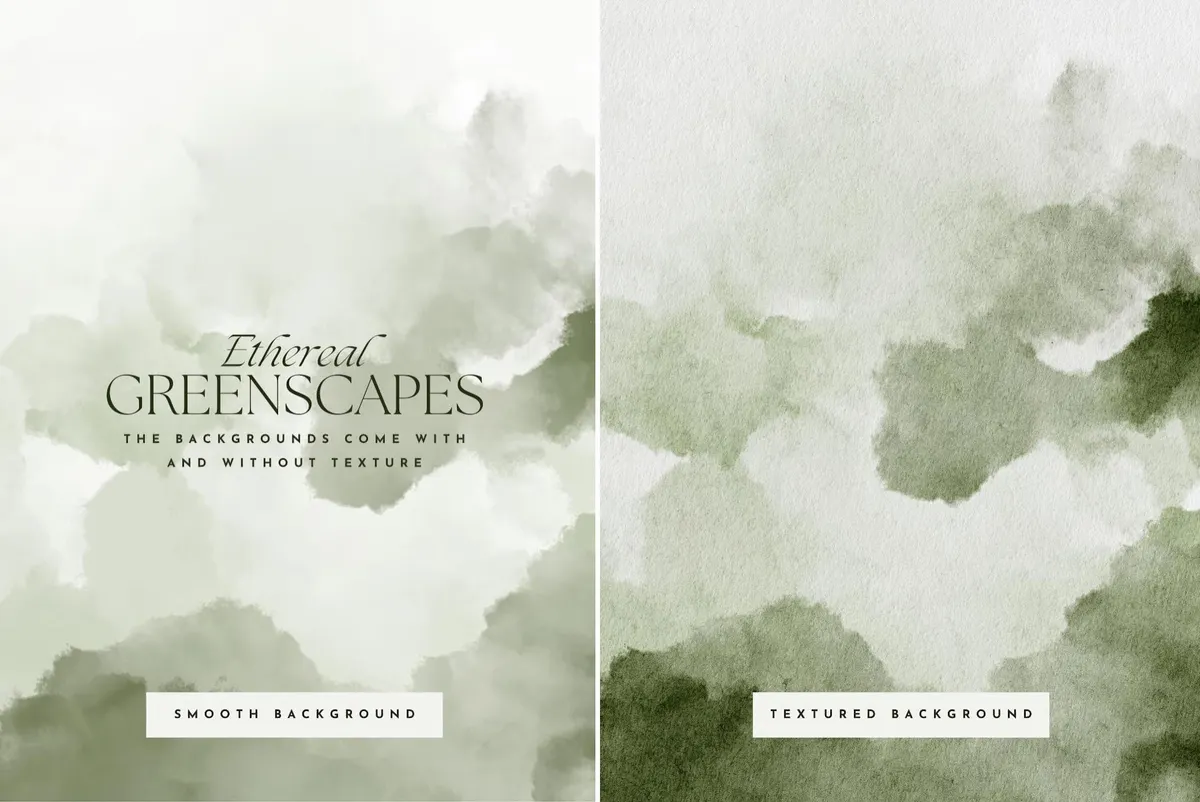 Ethereal Greenscapes: Watercolor Backgrounds
