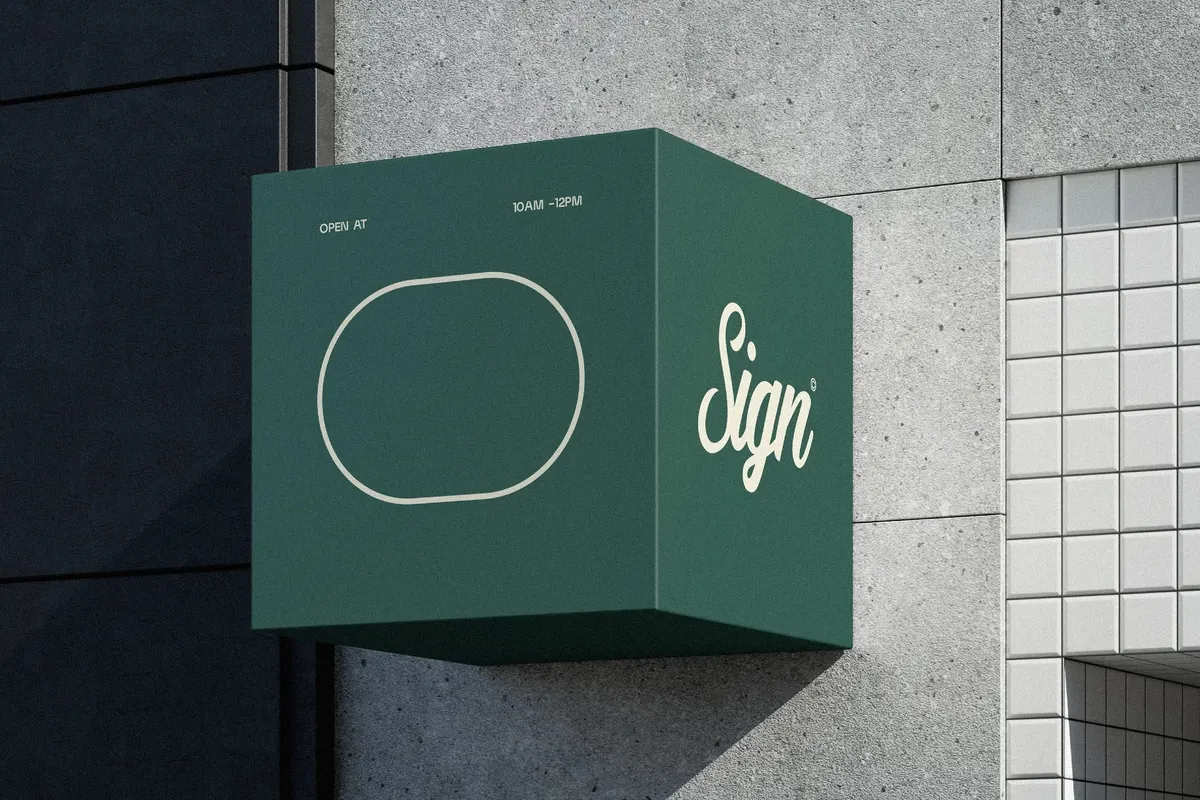 Outdoor Cube Sign Mockup