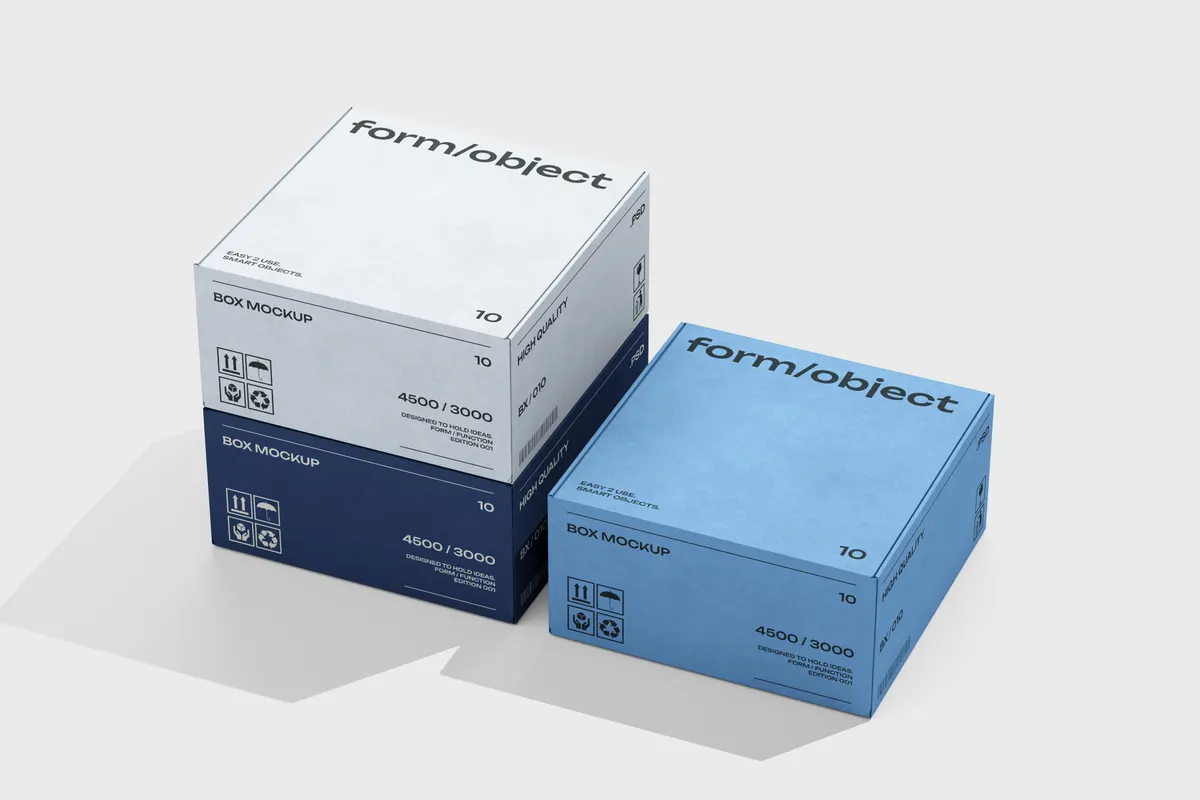 Three Square Boxes Mockup