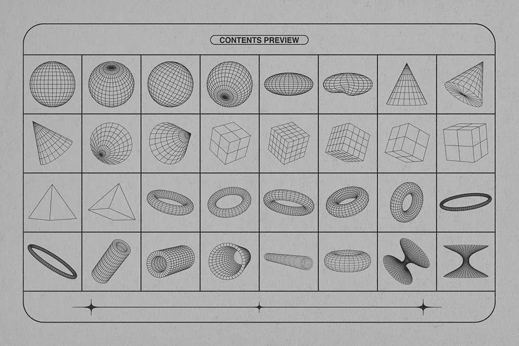 Wireframe Shapes Collection