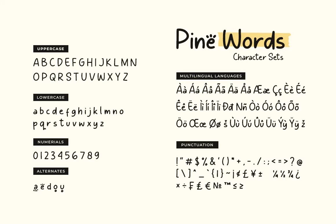 Pine Words - Simple Handwritten Font