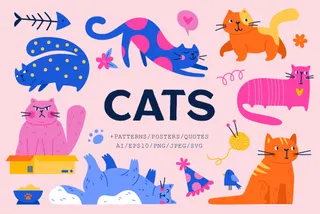 CATS | Clipart + Patterns