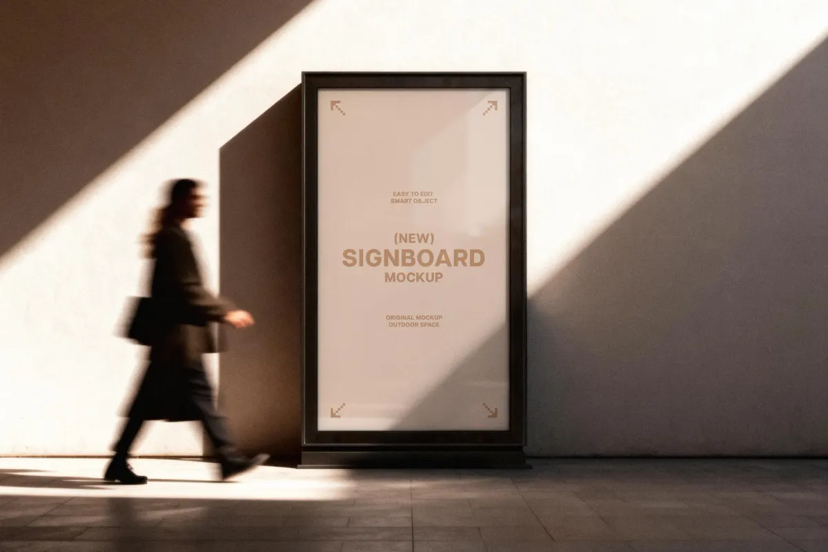 Outdoor Vertical Signboard Mockup