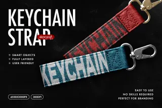 Textile Strap Keychain Mockup