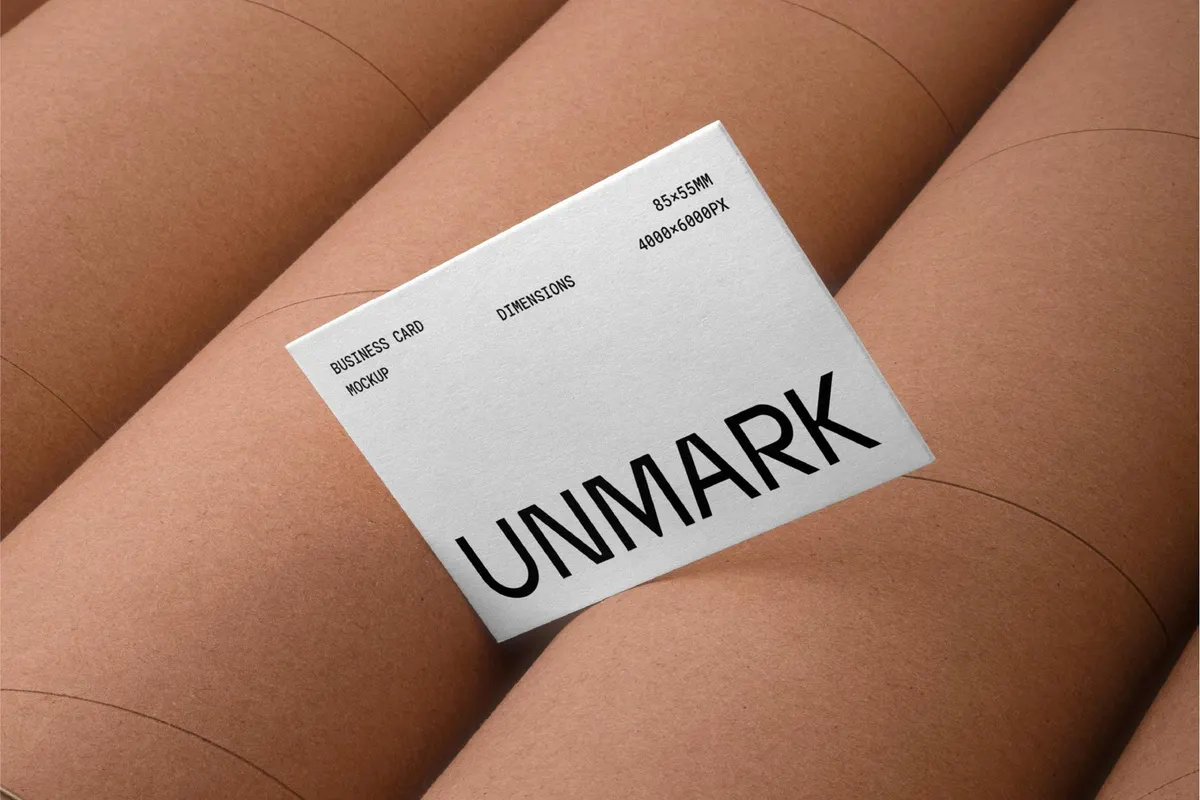 Business Card Mockup on Cardboard Tubes