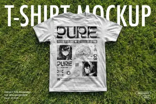 Streetwear T-Shirt Mockup on Grass