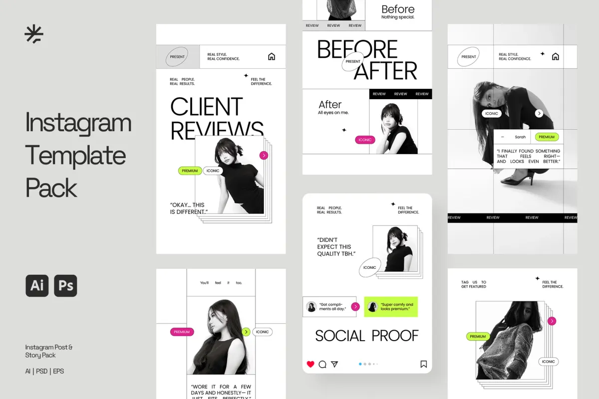 Client Review Instagram Templates for Adobe