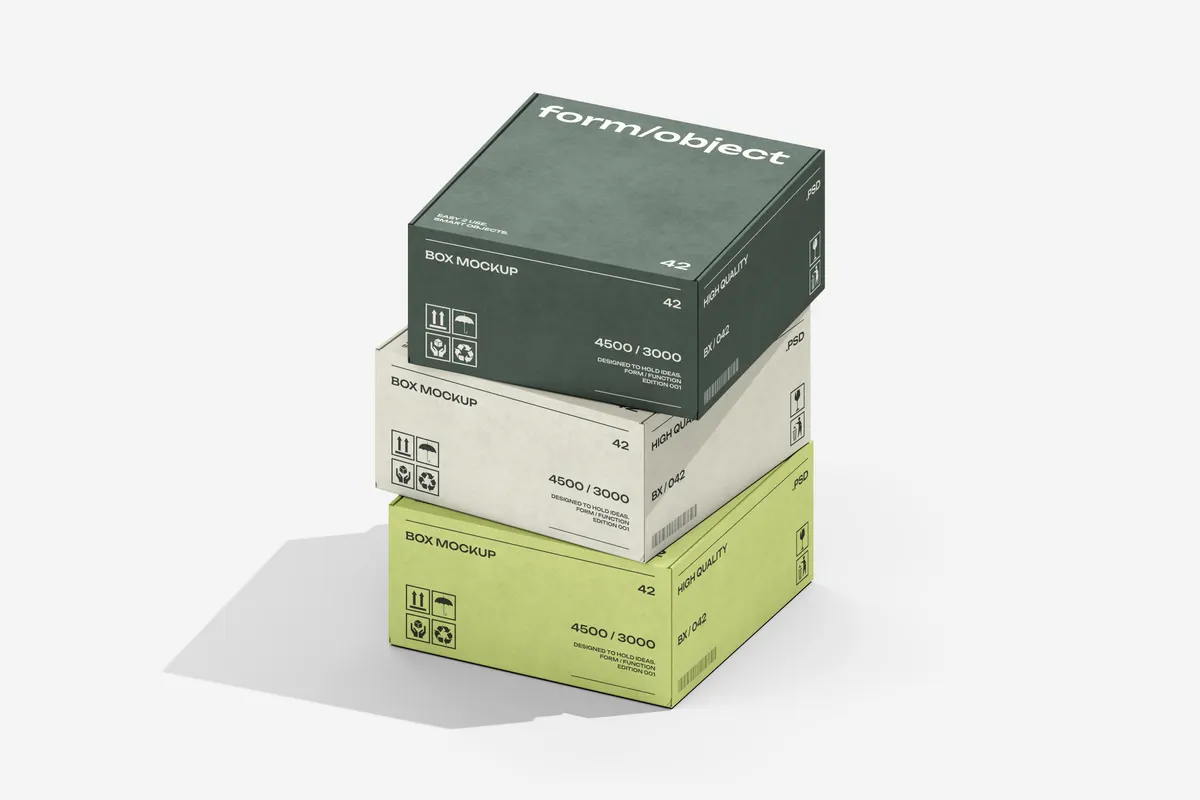 Stacked Carton Boxes Mockup