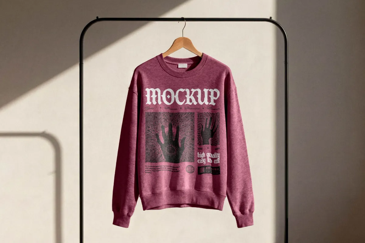 Sweatshirt on Clothing Rack Mockup