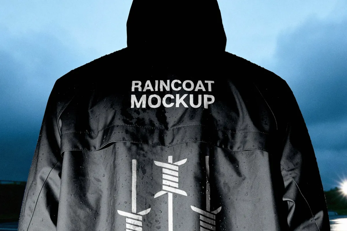 Night Outdoor Raincoat Mockup
