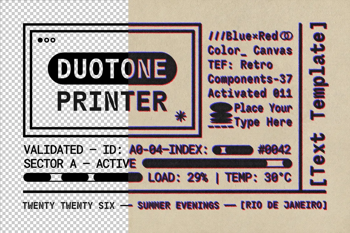 Duotone Printer Text Effect