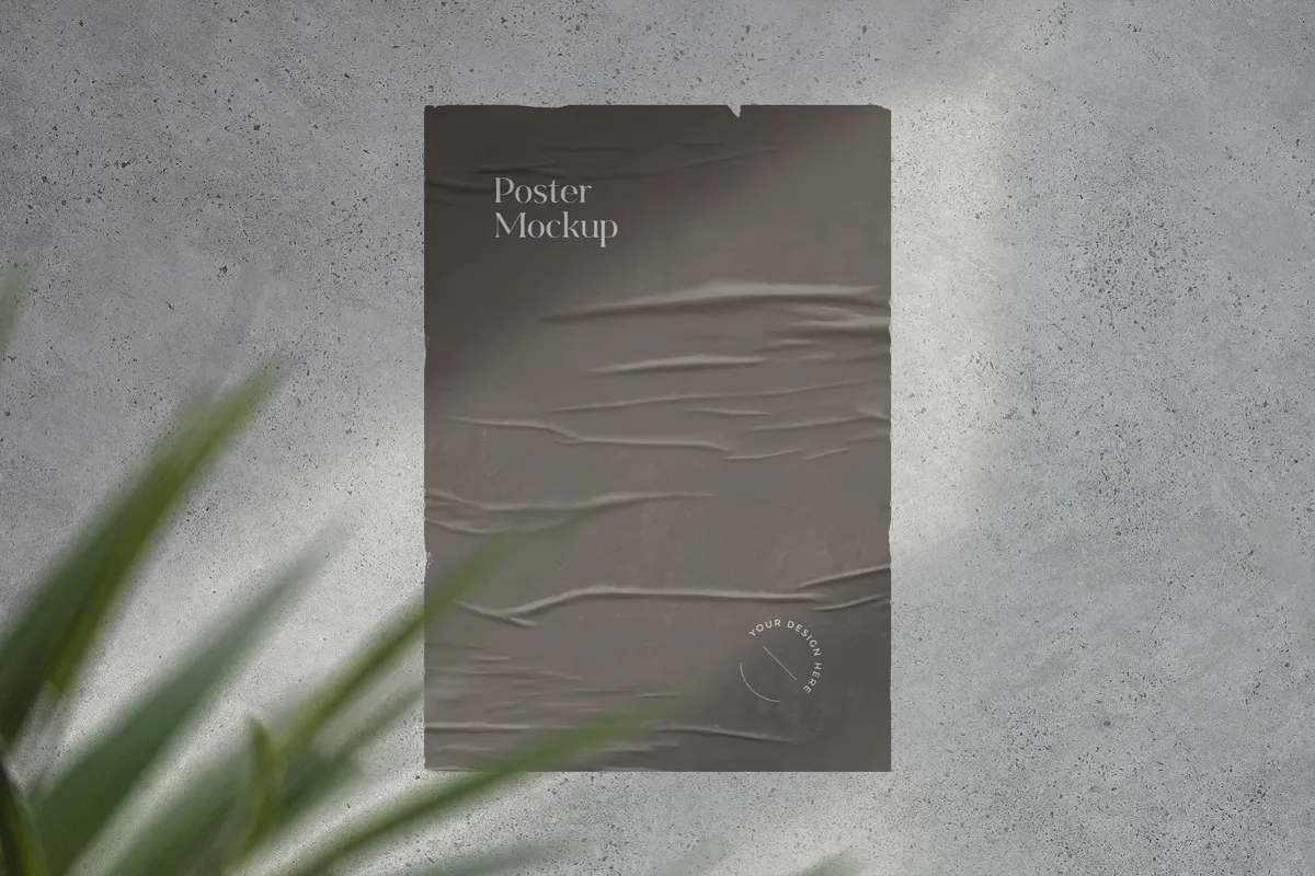 Vertical Glued Poster Mockup