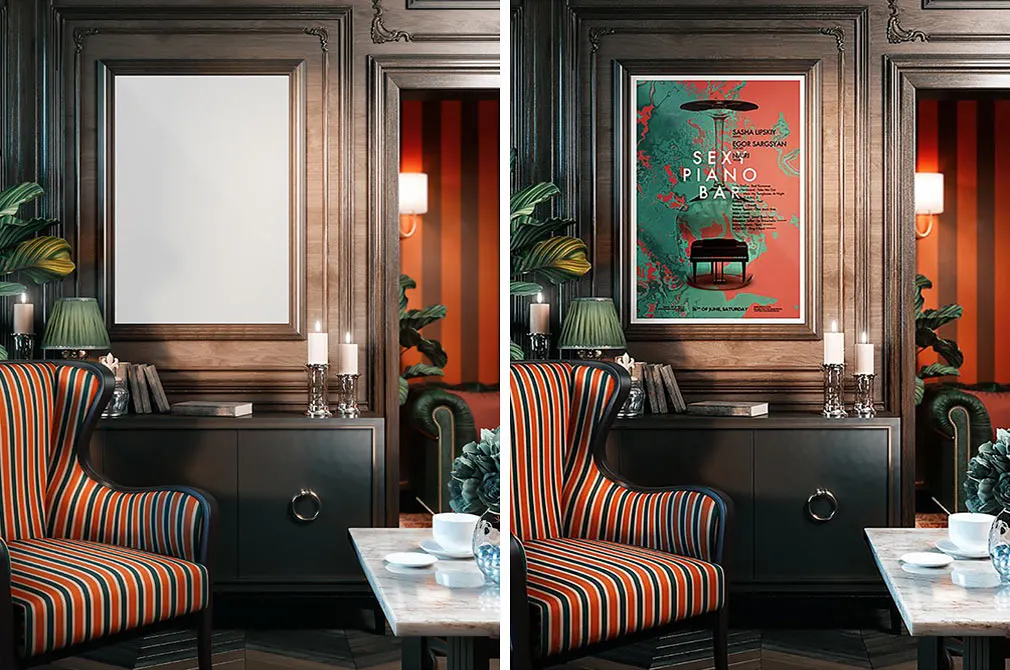 Retro Interior Poster Mockups