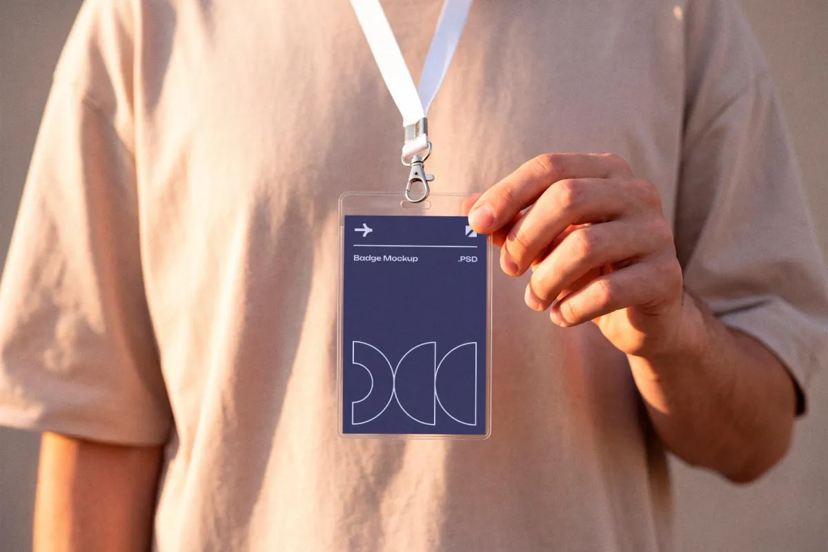 Badge Mockup on Lanyard
