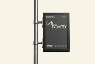 Outdoor Billboard Pole Sign Mockup Front View