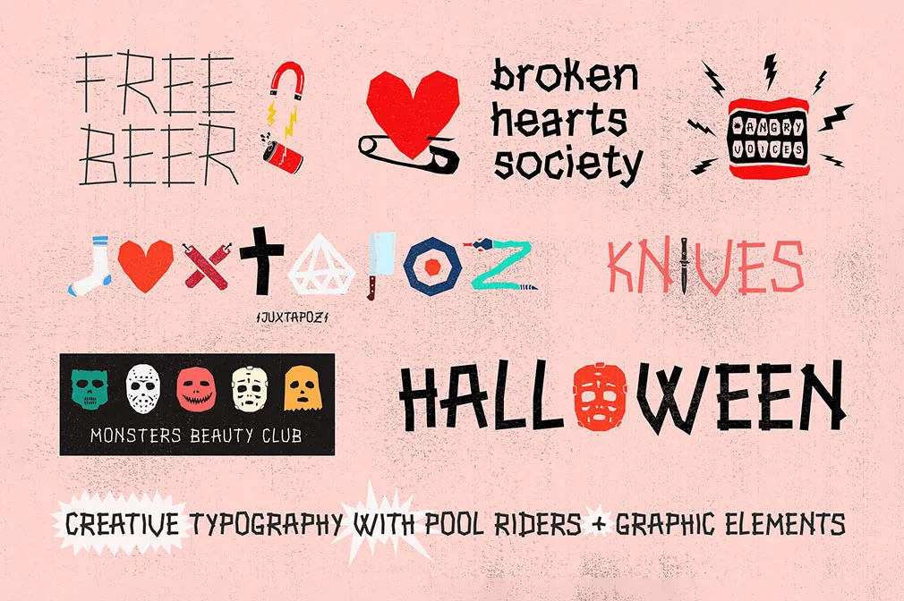 Pool Riders Typeface + Bonus Vector Cut-Outs