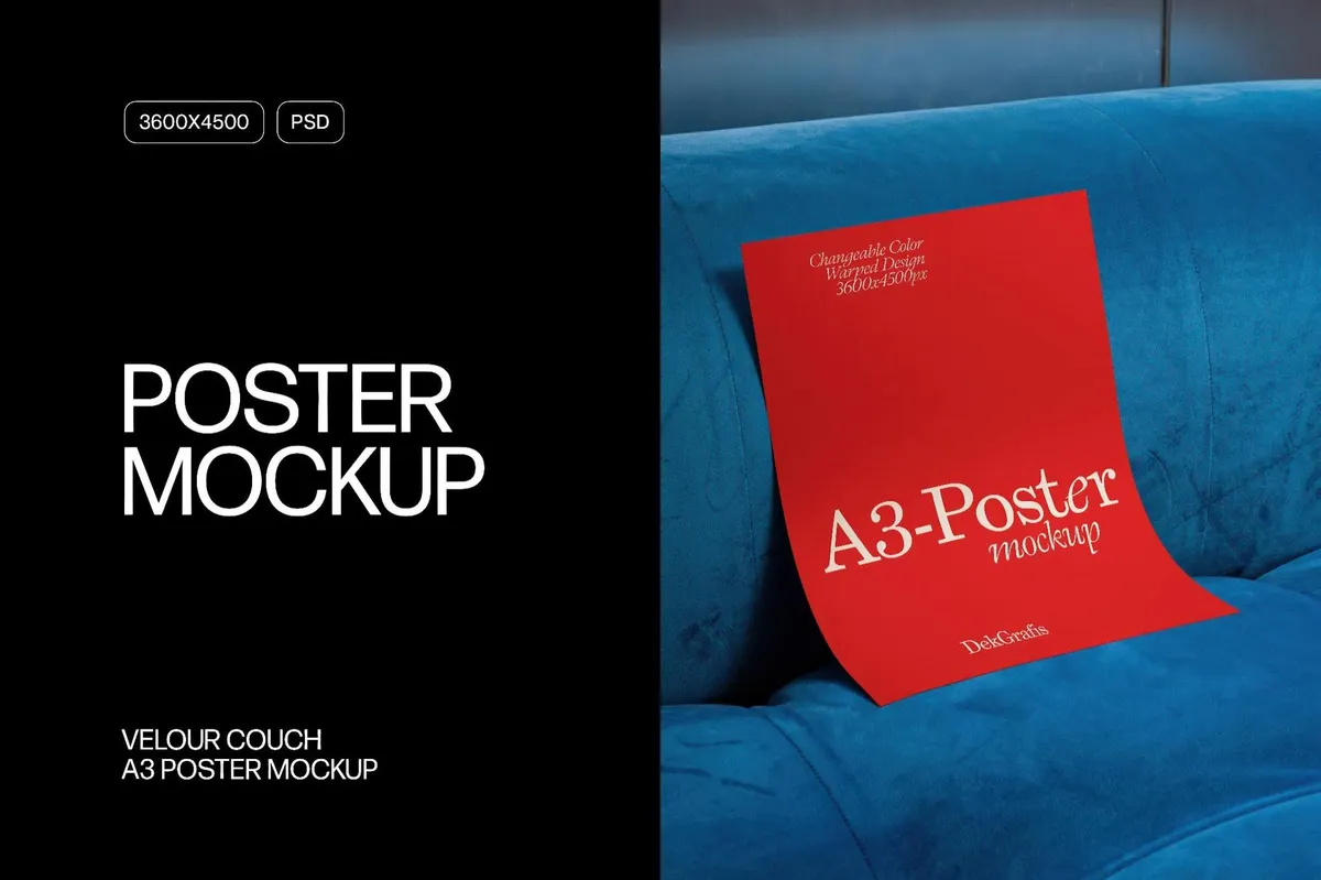 Velour Couch A3 Poster Mockup