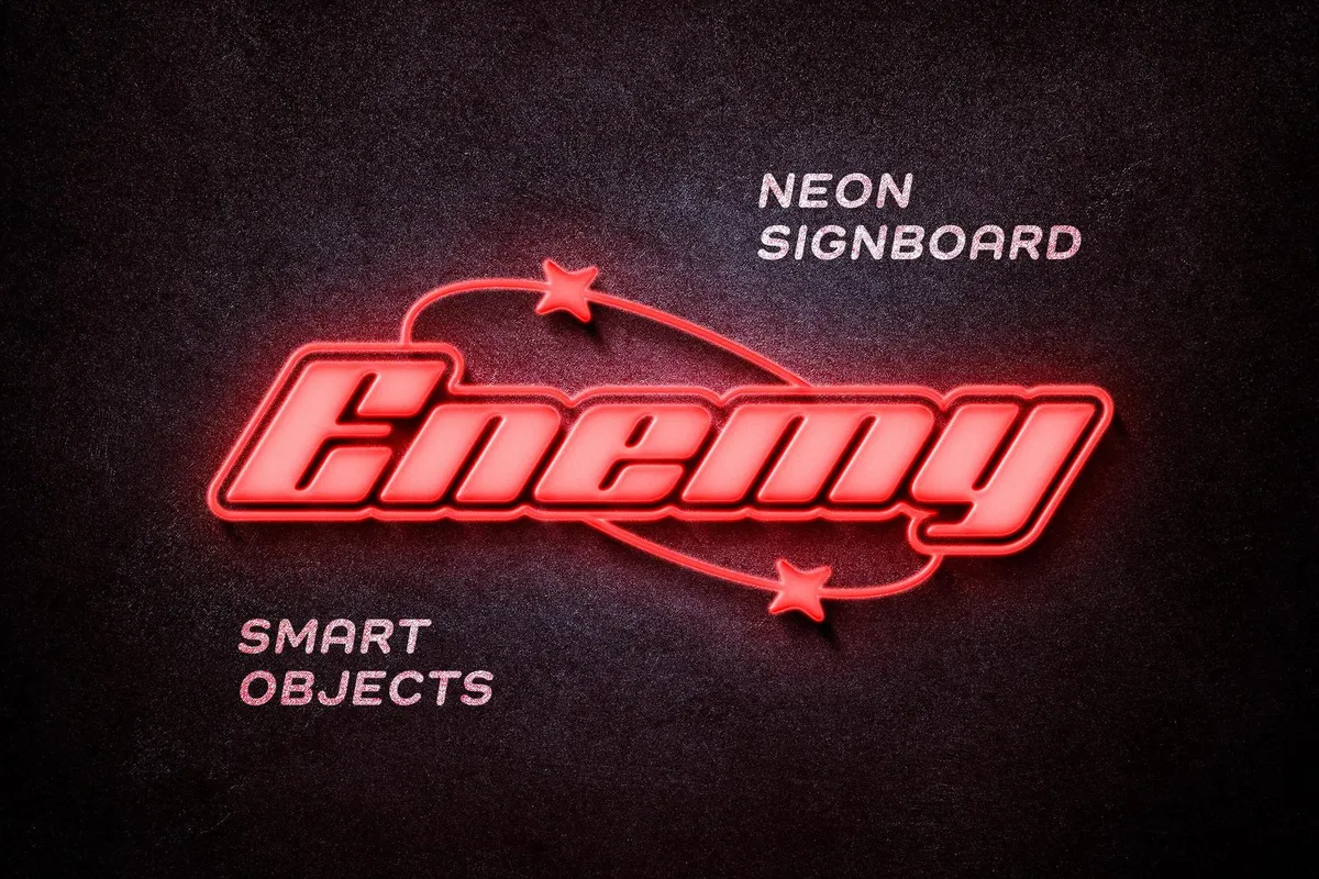 Red Neon Sign Mockup