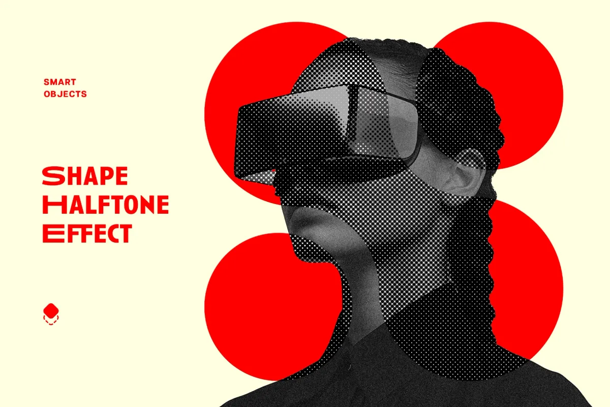 Halftone Shapes Mix Photo Effect