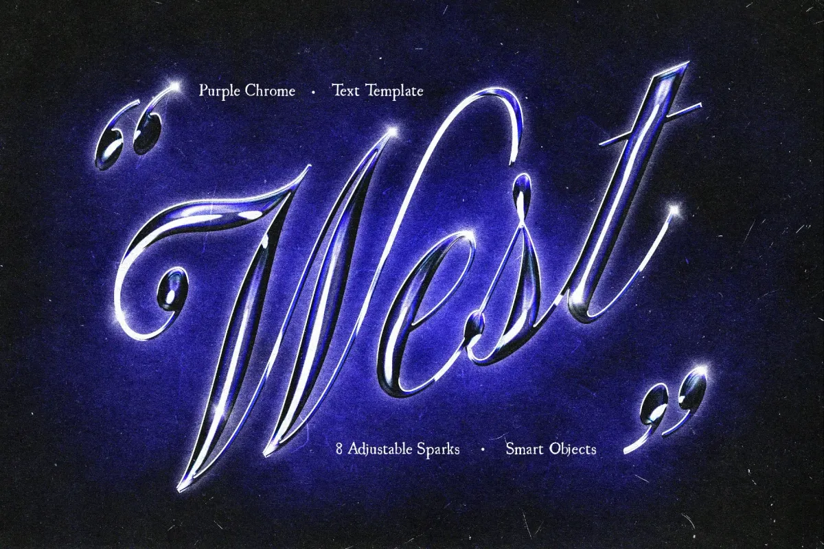 Dark Purple Chrome Text Effect