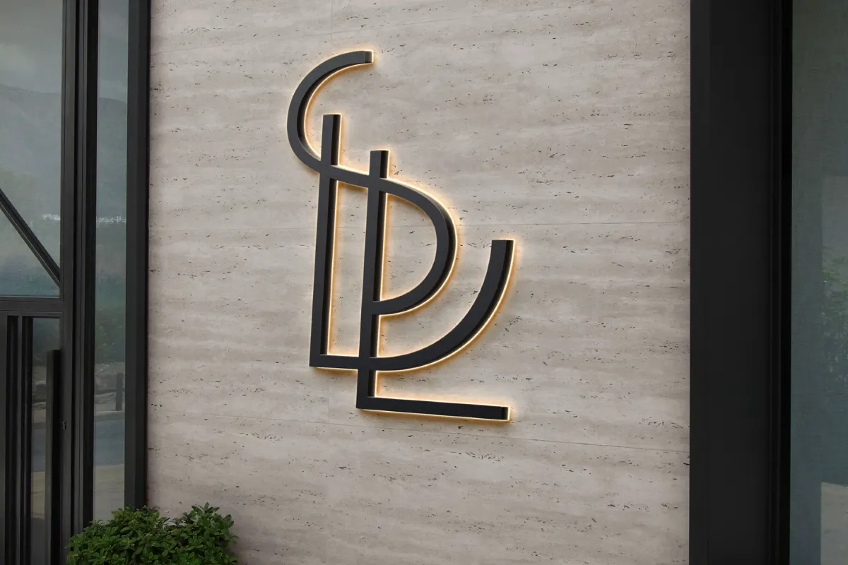Luminous 3D Wall Signage Mockup