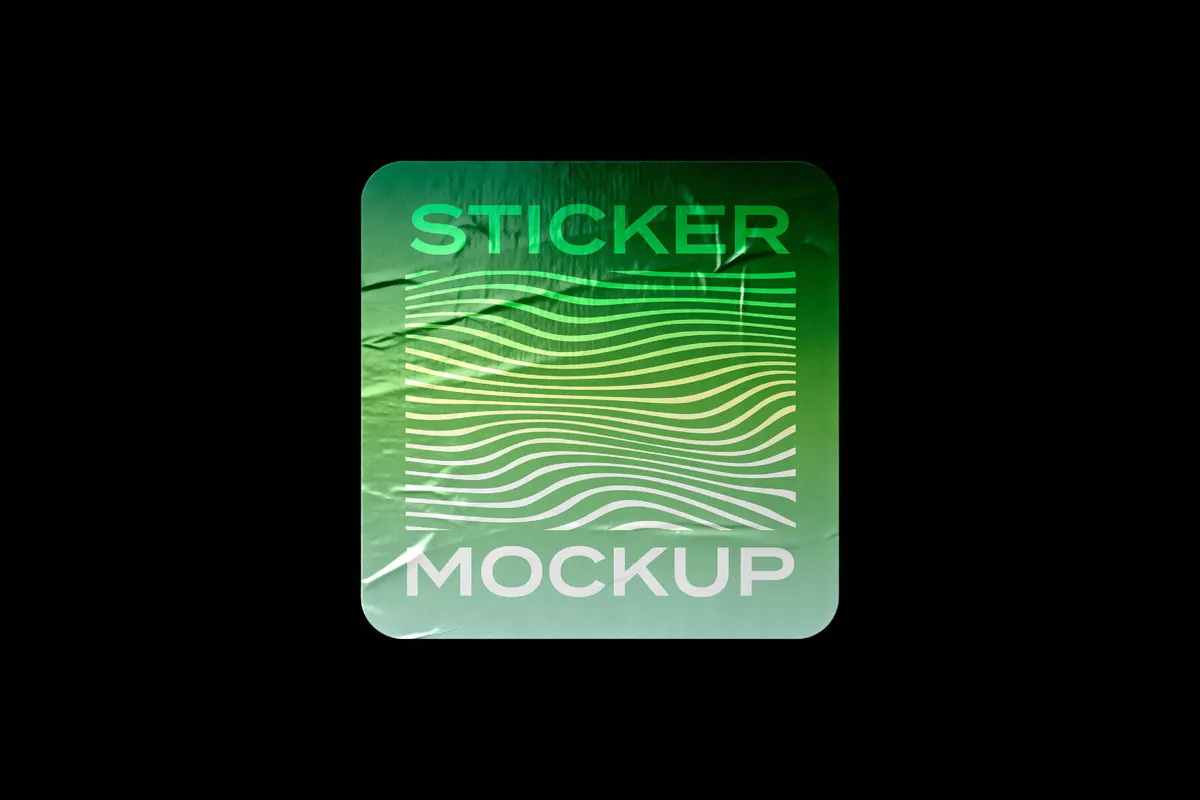 Wrinkled Vinyl Sticker Mockup