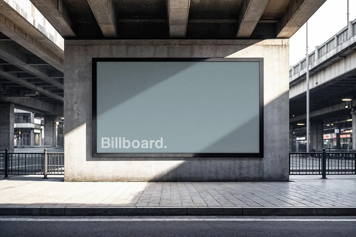 Outdoor Billboard Mockup with Shadow