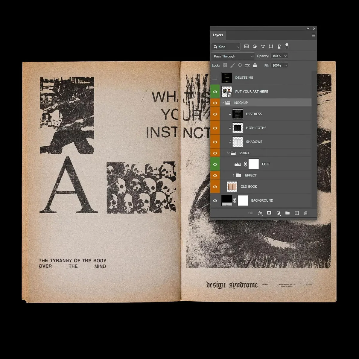 Ancient Book Cover & Spread Mockup