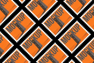 Postage Stamp Mockup Diagonal Grid