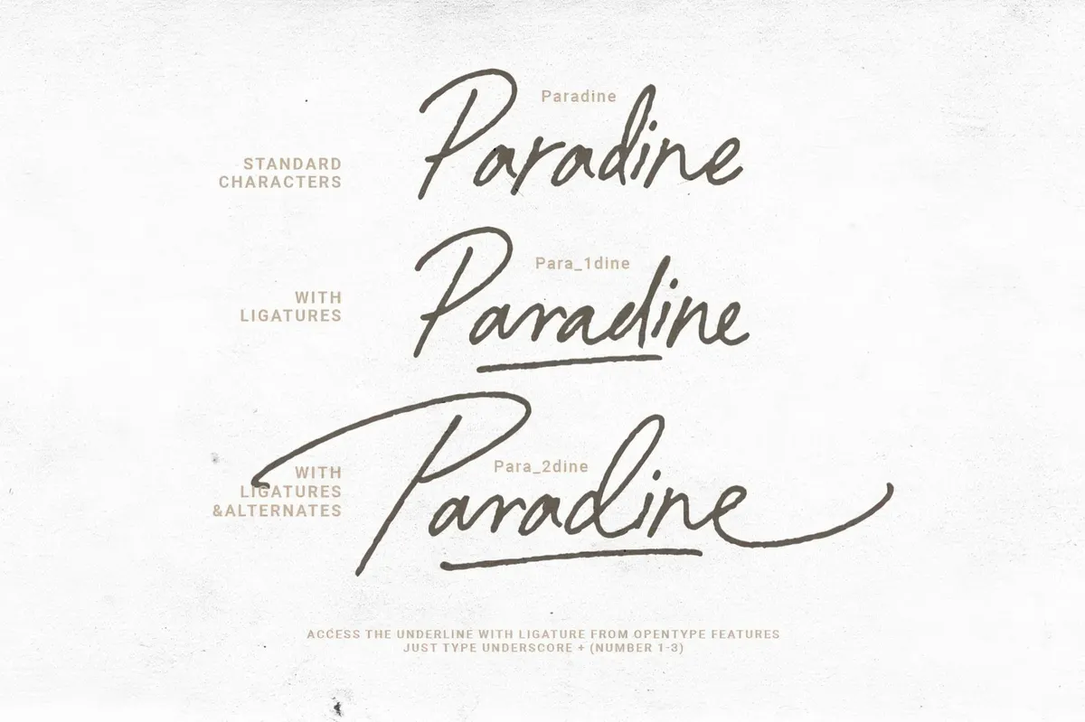 Paradine — Ligature Handwritten Font