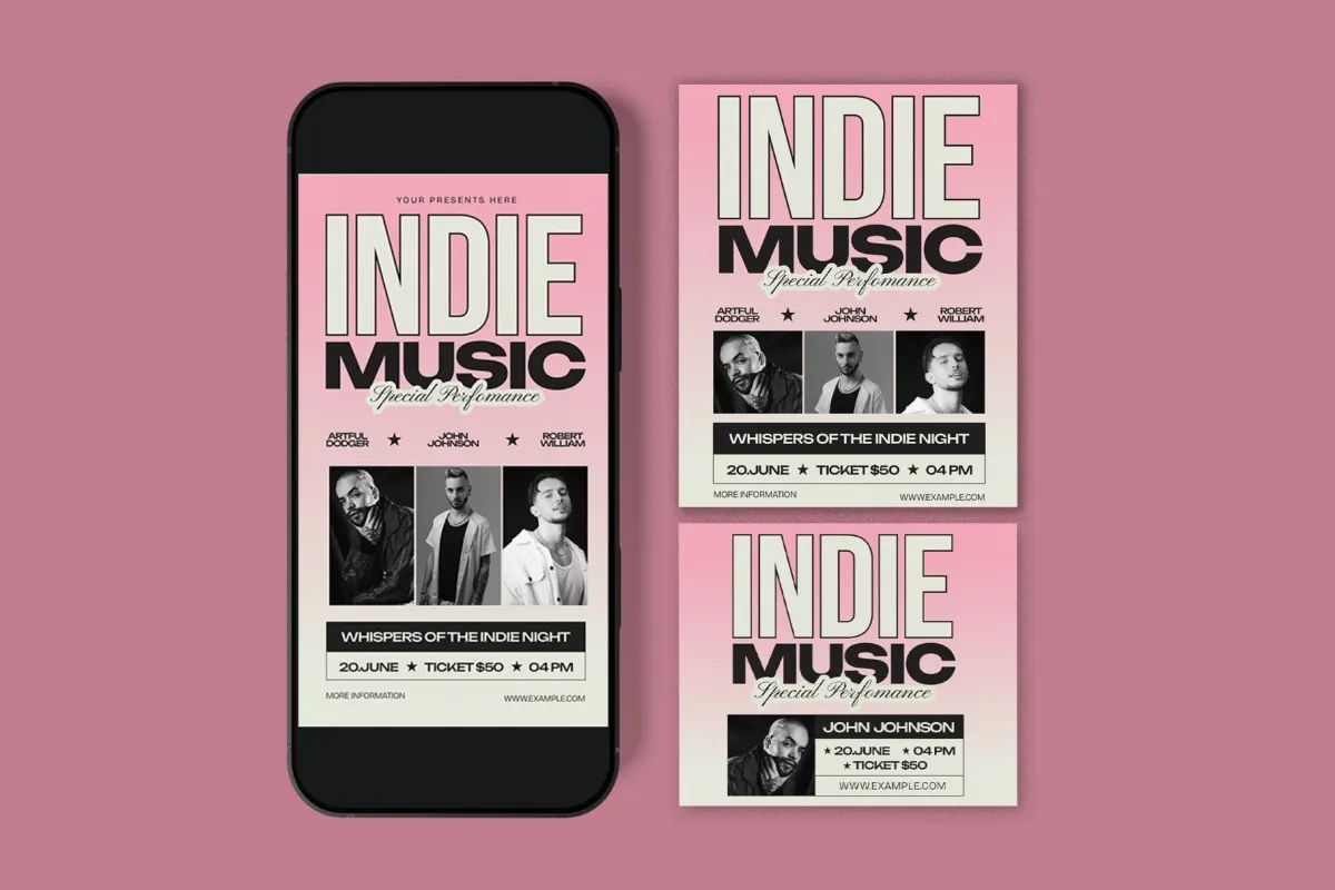 Pink Indie Music Flyer
