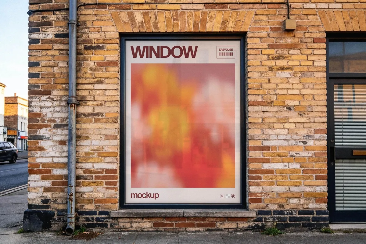 Urban Storefront Window Poster Mockup