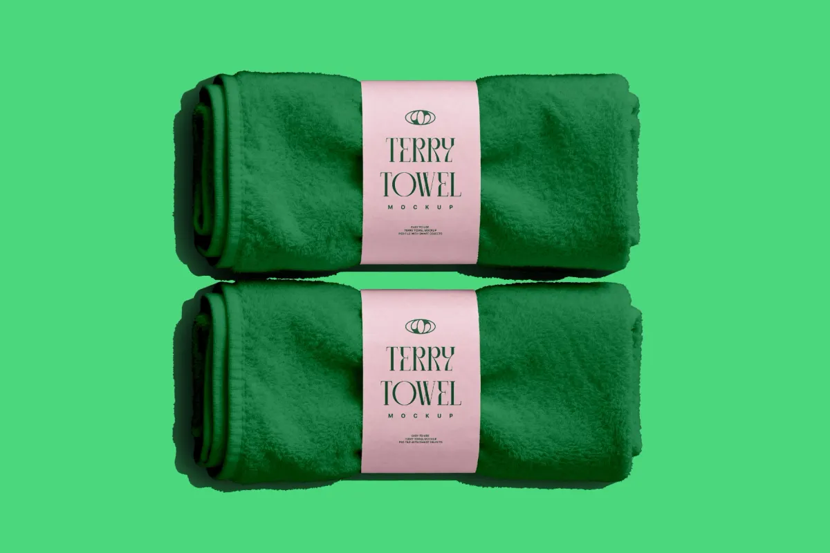 Rolled Towels Mockup with Paper Band
