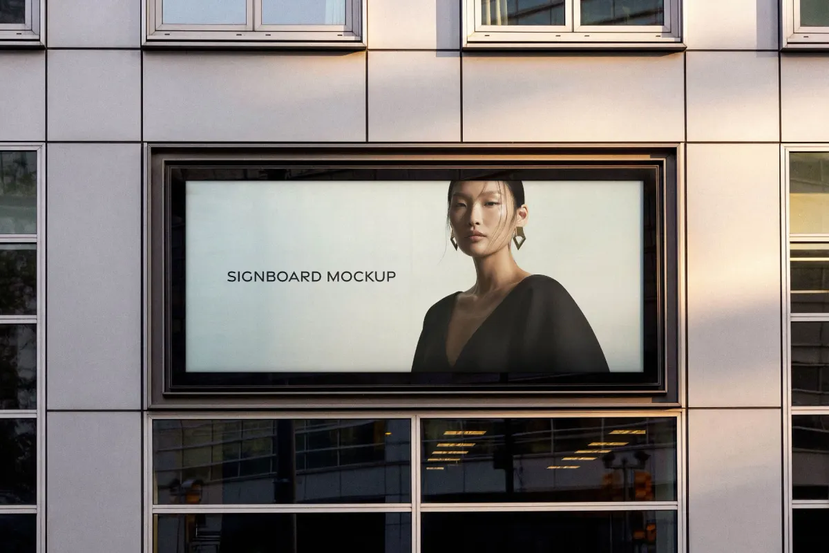 Building Facade Signboard Mockup