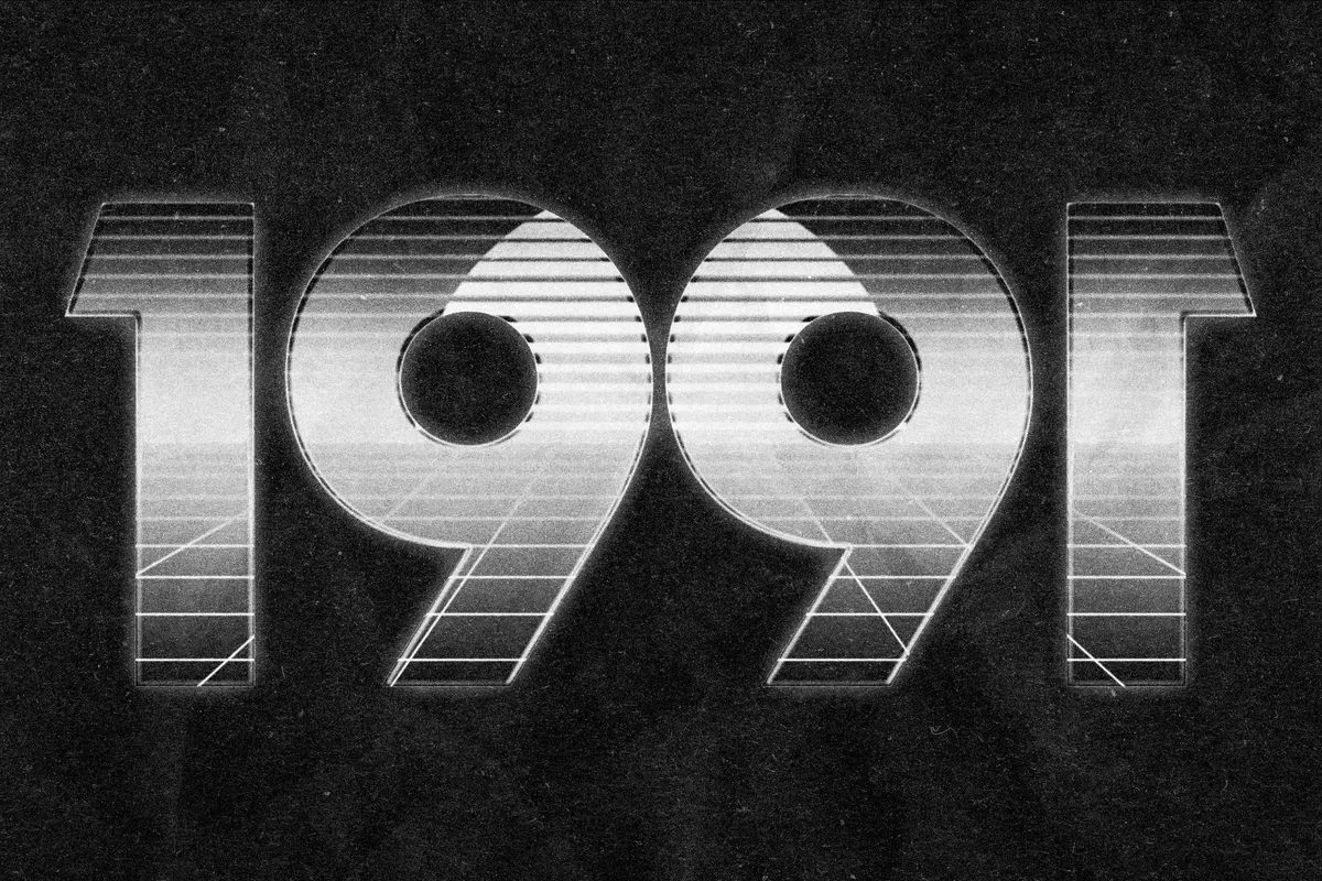 1991 Retro Chrome Text Effect