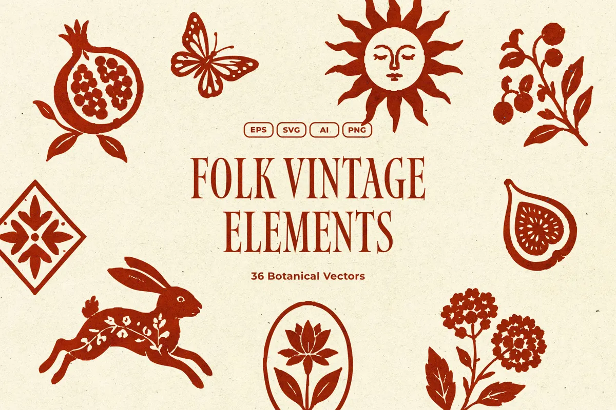 Vintage Folk Vector Elements