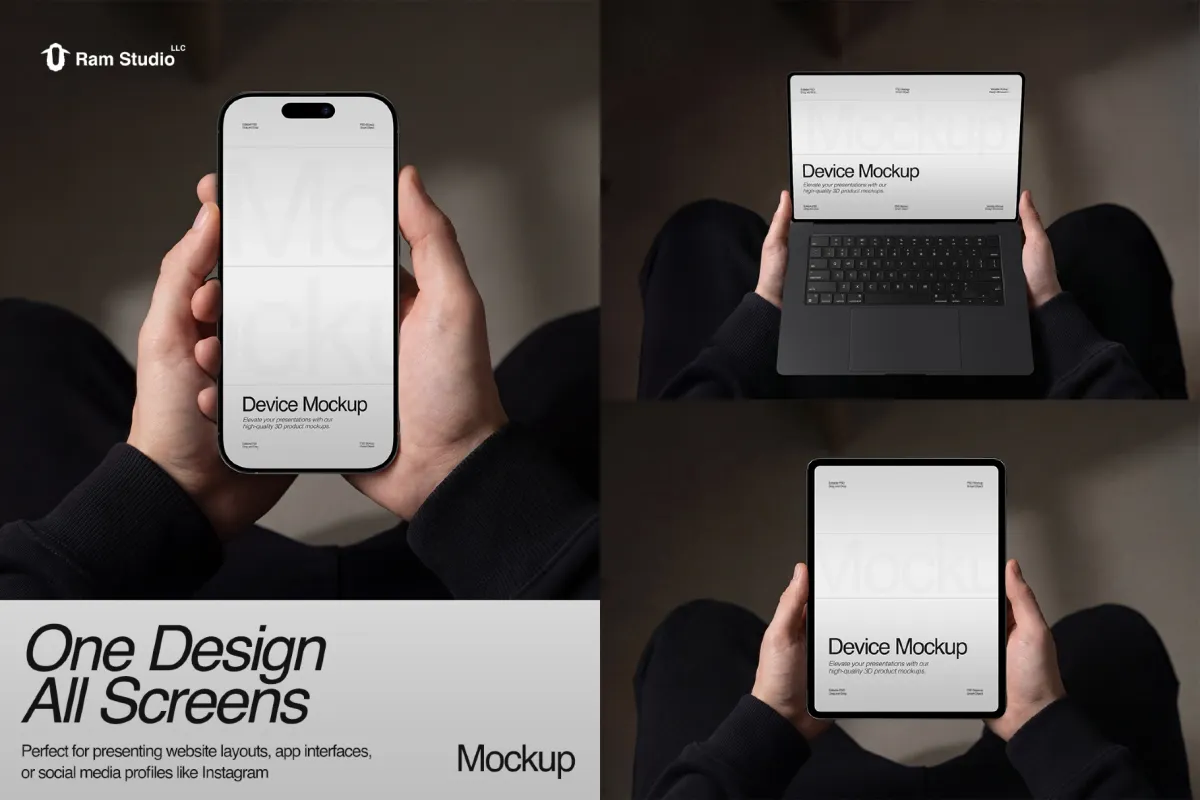 Hand Holding Device Mockup Set