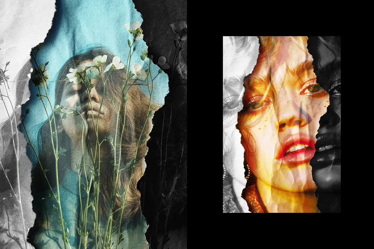Glowing Torn Paper Photo Effect