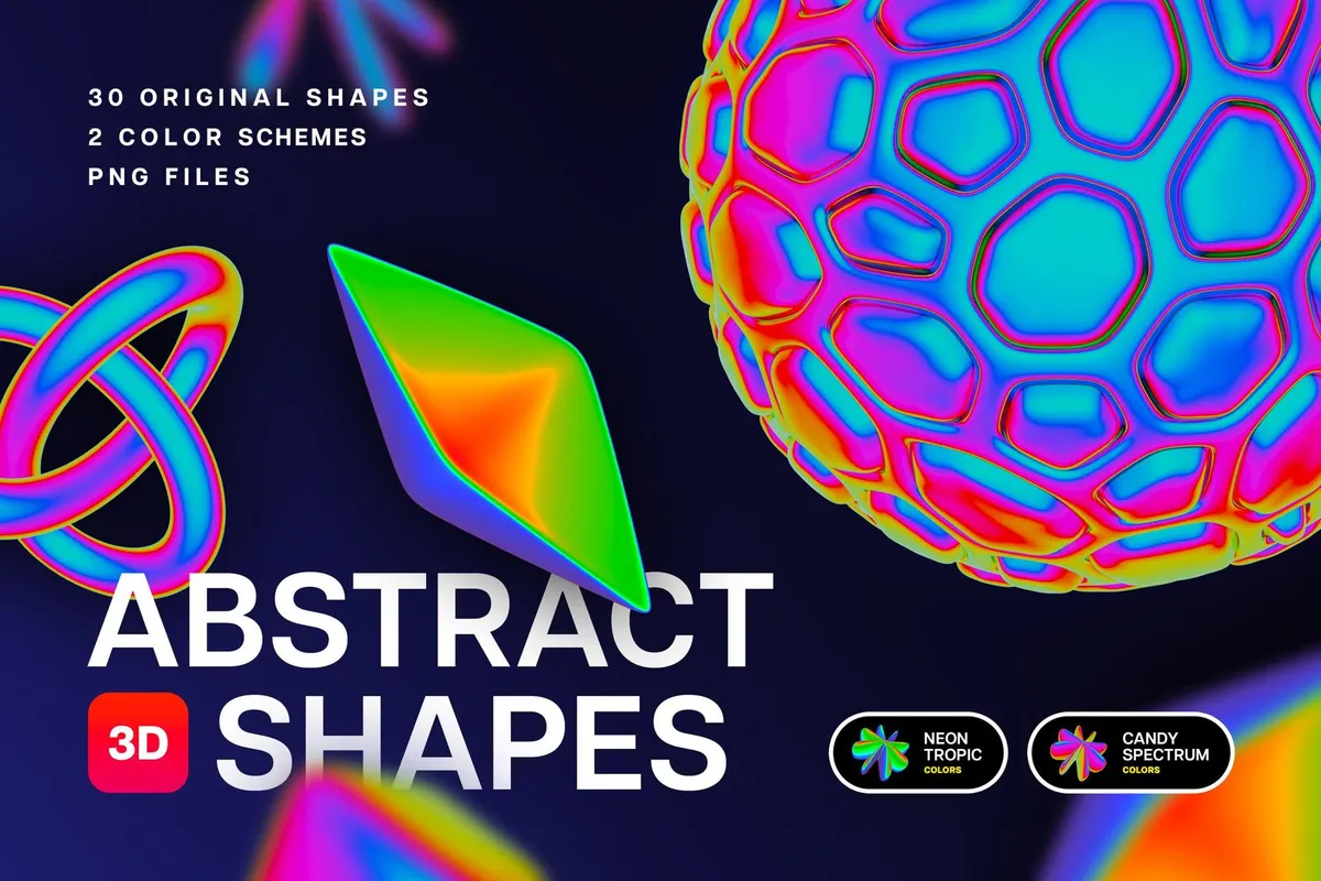 Iridescent Abstract 3D Objects