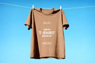 Hanging T-Shirt Mockup on Clothesline