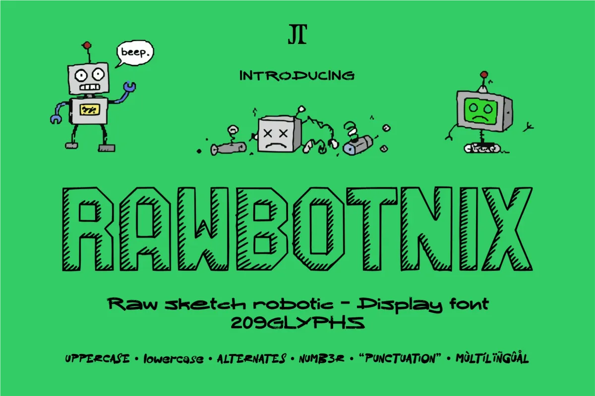 Rawbotnix - Raw Sketch Robotic Font