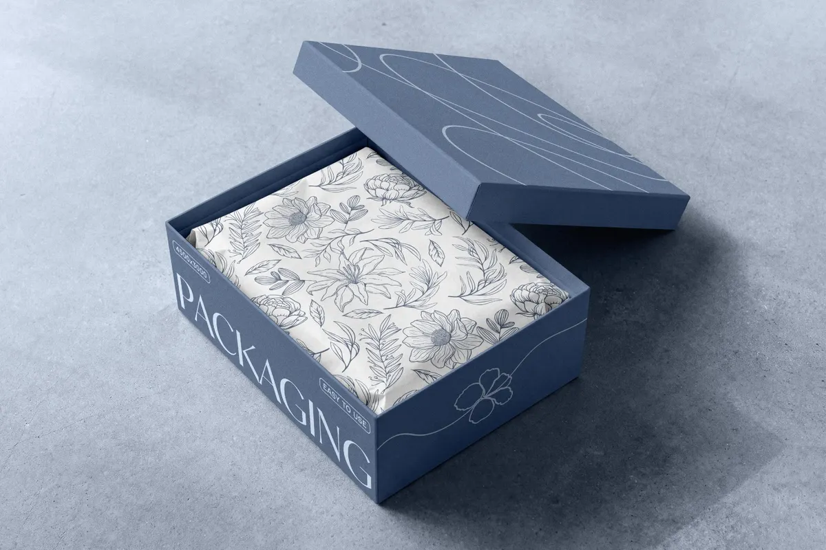 Gift Box & Tissue Paper Mockup
